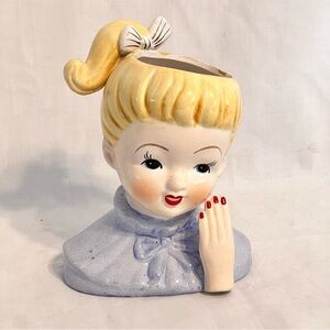 Vintage Teen Girl Head Vase with Blonde Hair